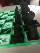 Load image into Gallery viewer, 3D Printed Chess Set Minechess Minecraft Style Chess Set Gameboard and Pieces