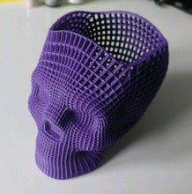 Load image into Gallery viewer, Mesh Skull Pen Pencil Holder Makeup Brush Storage Pot Desk Tidy Wireframe