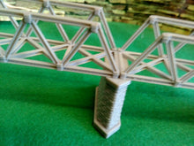 Load image into Gallery viewer, Lattice Girder Railway Bridge Single Track TT120 Gauge 3 Stonework Support Piers