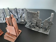 Load image into Gallery viewer, Wargame Table Top Fences Post Apocalytic Scenery Tile Hides 3d Printed Warhammer