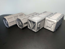 Load image into Gallery viewer, Warhammer Post Apocalytic Style Shipping Containers D+D Scenery Hides 3d Printed