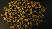 Load image into Gallery viewer, Warhammer 40K Kill Team Tokens Black & Gold Tactic Tokens x80