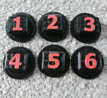 Load image into Gallery viewer, Warhammer Crates 40k Style Objective Markers Numbers Colour Choice 30mm