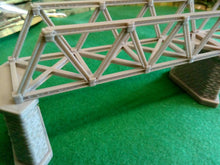 Load image into Gallery viewer, Lattice Girder Railway Bridge Single Track TT120 Gauge 3 Stonework Support Piers
