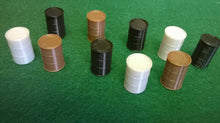 Load image into Gallery viewer, 10 x Oil Drums OO Gauge Models Lineside Railway Scenery Brown White Black Barrels