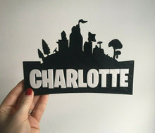 Load image into Gallery viewer, Fortnite Style Personalised Name Sign Door Hanging Wall Plaque Choice of Colours