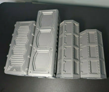 Load image into Gallery viewer, Warhammer Post Apocalytic Style Shipping Containers D+D Scenery Hides 3d Printed