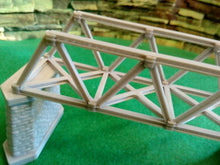 Load image into Gallery viewer, Lattice Girder Railway Bridge Single Track TT120 Gauge with 2 Stonework Piers