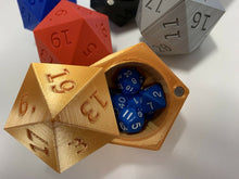 Load image into Gallery viewer, D20 Magnetic Dice Storage Box Dungeons and Dragons D&D Gaming & Free D20 Holder