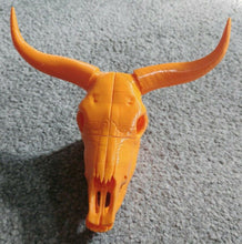 Load image into Gallery viewer, Bull Cow Skull with Horns Model Moving Jaw Bones 3d Printed Pick Your Colour