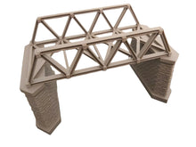 Load image into Gallery viewer, Lattice Girder Railway Bridge Double Track N Gauge 2 Stonework Support Piers