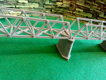 Load image into Gallery viewer, Lattice Girder Railway Bridge Single Track TT120 Gauge 3 Stonework Support Piers