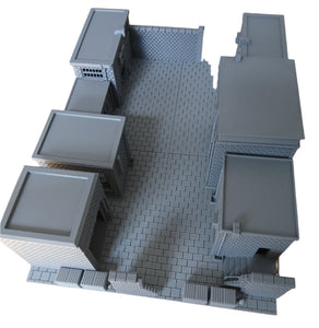 28mm Complete Street Scene Alleyway 7 Buildings and Road Wargaming Layout