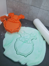 Load image into Gallery viewer, Witch in Cauldron Halloween Cookie Cutter 3D Printed Biscuit Stamp Fondant
