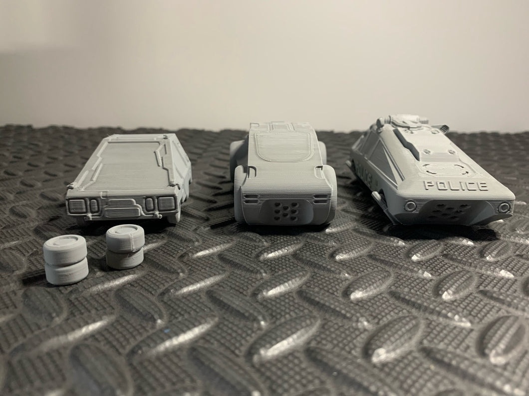 3 x Grid City Cars for Sci-Fi Skirmish Games Scatter Terrain 28mm 3D Printed