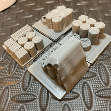 Load image into Gallery viewer, Tycho Starport Cargo Crates Barrels Containers Terrain Scenery  SciFi Wargaming 28mm 3d Printed Props
