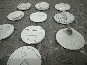 10 x 50mm Sci-Fi Industrial Round Bases for Miniatures - 3d Printed Tabletop Terrain