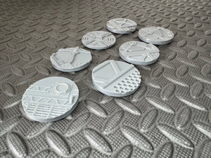 7 x 50mm Factory Industrial Round Bases Miniatures - 3d Printed Base Toppers