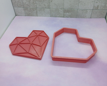 Load image into Gallery viewer, Geometric Heart Cookie Cutter 3D Printed Biscuit Stamp Fondant Icing Cake Love
