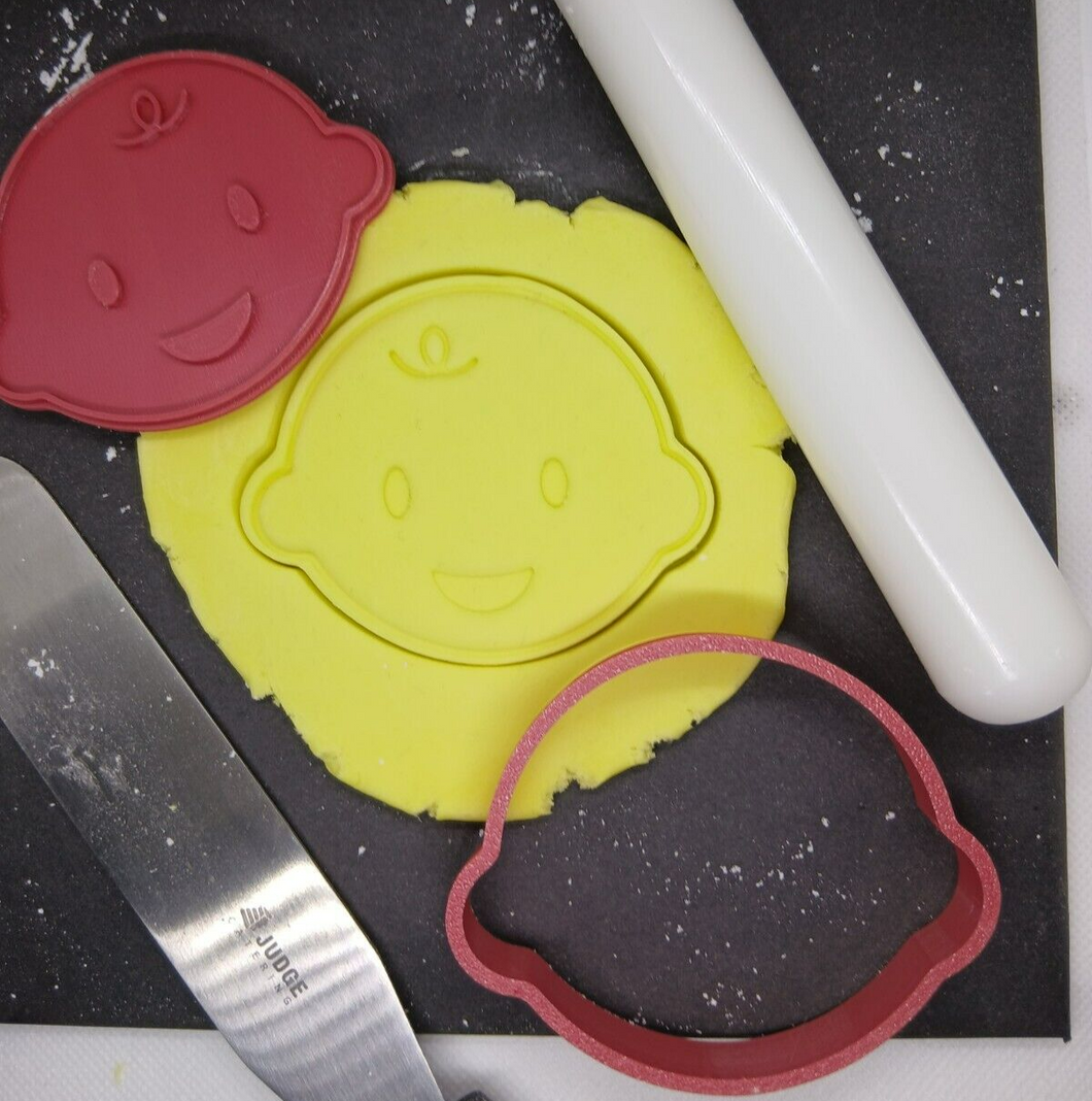 Baby Face Cookie Cutter 3D Printed Biscuit Stamp Fondant Icing Baby Shower Cake