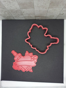 Heart with Scroll Cookie Cutter 3D Printed Biscuit Stamp Icing Cake Decoration