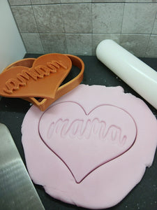Mama Heart Shape Cookie Cutter 3DPrinted Biscuit Stamp Fondant Icing Mothers Day
