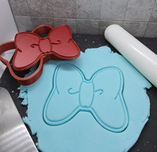 Load image into Gallery viewer, Bow Cookie Cutter Minnie Mouse Inspired 3D Printed Biscuit Stamp Fondant Cake
