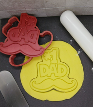 Load image into Gallery viewer, Number 1 Dad Moustache Cookie Cutter 3D Printed Biscuit Stamp Fondant Icing Cake Decor
