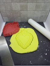 Load image into Gallery viewer, Patterned Heart with Crown Cookie Cutter 3D Printed Biscuit Stamp Fondant Icing
