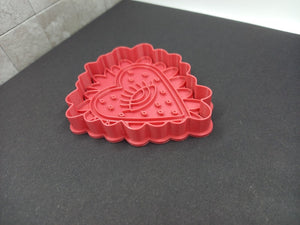Patterned Heart with Eye Cookie Cutter 3D Printed Biscuit Stamp Fondant Icing