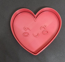 Load image into Gallery viewer, Smiling Face Heart Cookie Cutter 3D Printed Biscuit Stamp Fondant Decoration
