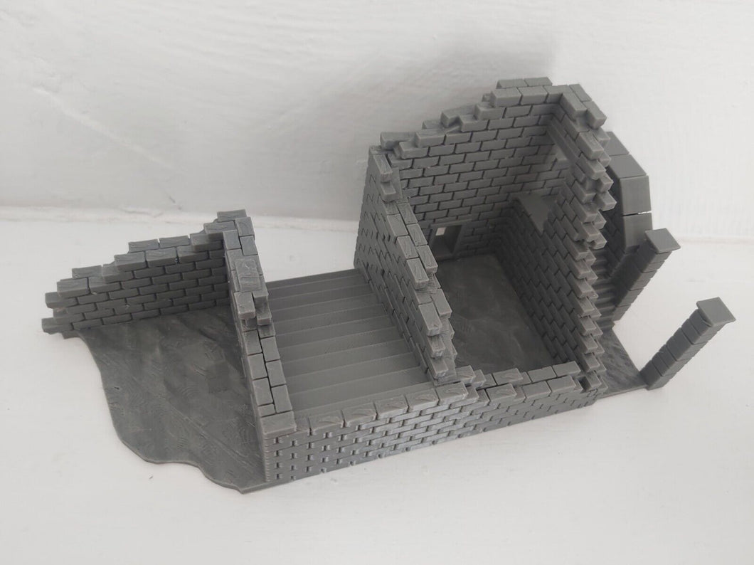 Stepped Stoned Ruins Tabletop Terrain Wargaming Destroyed Building 28mm