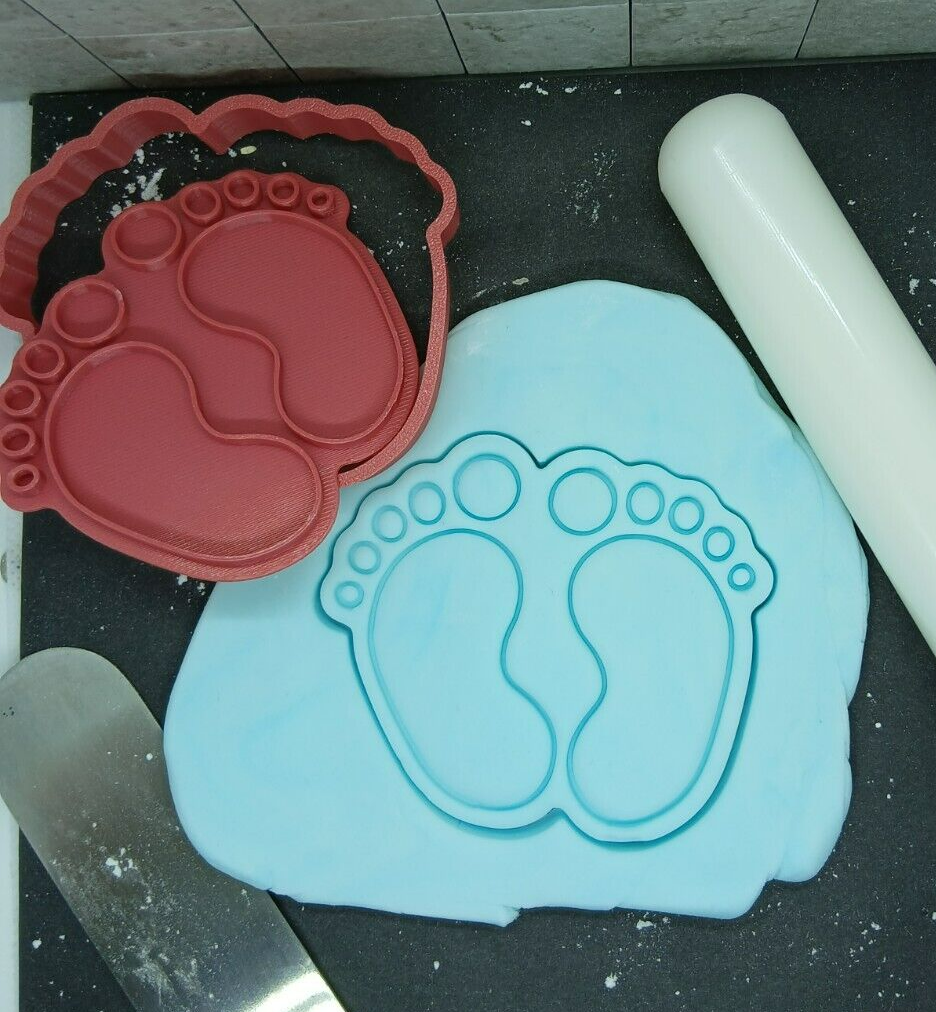 Baby Footprints Cookie Cutter 3D Printed Biscuit Stamp Fondant Baby Shower