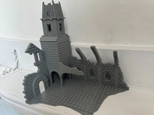 Load image into Gallery viewer, Ruined Church Tabletop Terrain Wargaming Destroyed Ruins Building 28mm
