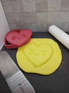 Smiling Face Heart Cookie Cutter 3D Printed Biscuit Stamp Fondant Decoration