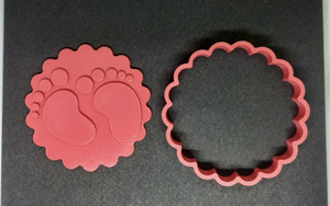 Baby Footprint Circle Cookie Cutter 3D Printed Biscuit Stamp Fondant Baby Shower
