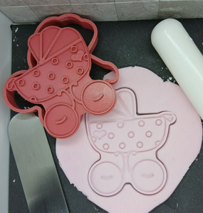 Baby Pram Pushchair Cookie Cutter 3D Printed Biscuit Stamp Fondant Baby Shower