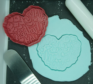 Happy Mothers Day Heart Shape Cookie Cutter 3DPrinted Biscuit Stamp Fondant