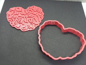 Happy Mothers Day Heart Shape Cookie Cutter 3DPrinted Biscuit Stamp Fondant