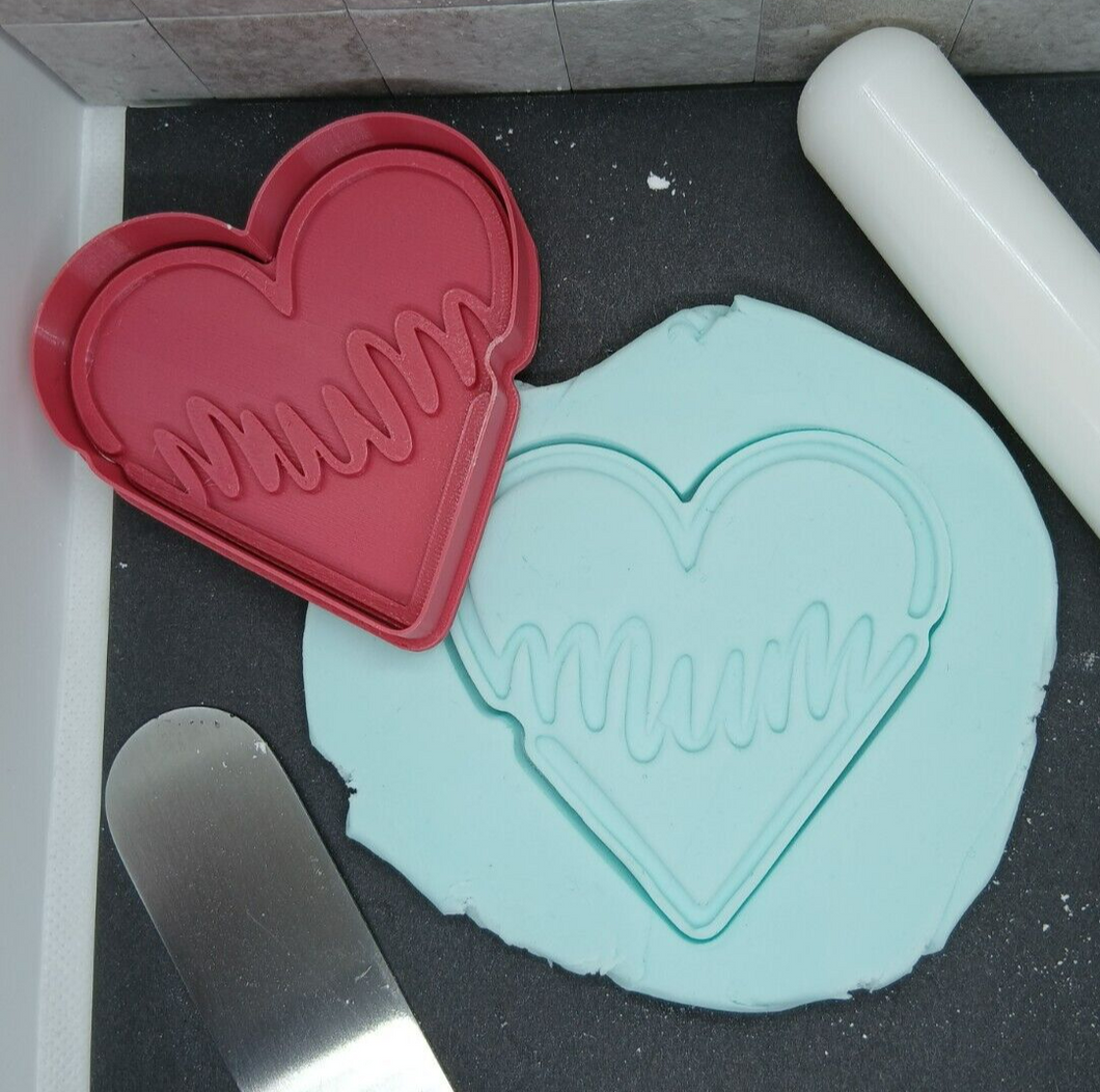 Mum Heart Shaped Cookie Cutter 3D Printed Biscuit Stamp Fondant Mothers Day