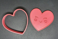 Load image into Gallery viewer, Smiling Face Heart Cookie Cutter 3D Printed Biscuit Stamp Fondant Decoration
