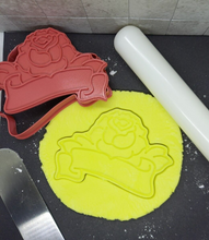 Load image into Gallery viewer, Rose with Scroll Cookie Cutter 3D Printed Biscuit Stamp Icing Cake Decoration

