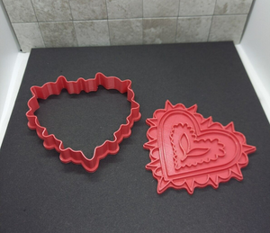 Patterned Heart Cookie Cutter 3D Printed Biscuit Stamp Fondant Icing Cake Decor