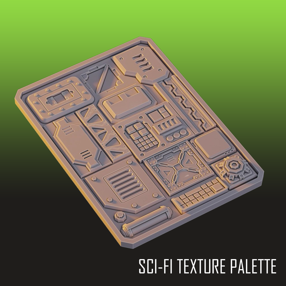 Sci Fi Dry Brush Texture Palette for Miniature Painting Table Top Games