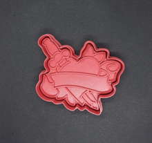 Load image into Gallery viewer, Heart with Scroll Cookie Cutter 3D Printed Biscuit Stamp Icing Cake Decoration
