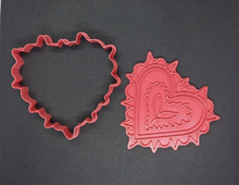 Load image into Gallery viewer, Patterned Heart Cookie Cutter 3D Printed Biscuit Stamp Fondant Icing Cake Decor
