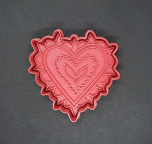 Patterned Heart Cookie Cutter 3D Printed Biscuit Stamp Fondant Icing Cake Decor