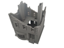 Load image into Gallery viewer, Ruined Large 3 Storey Town House Tabletop Destroyed Wargaming Buildings 28mm
