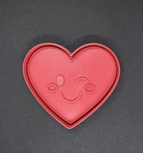 Load image into Gallery viewer, Winking Face Heart Cookie Cutter 3D Printed Biscuit Stamp Fondant Decoration
