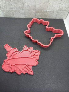 Heart with Scroll Cookie Cutter 3D Printed Biscuit Stamp Icing Cake Decoration